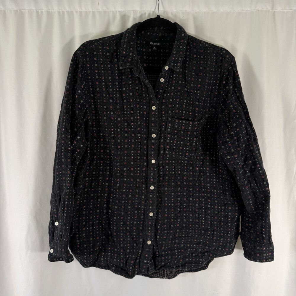 Madewell Blouse Women's Medium Blue Button Up Long Sleeve Collared 100% Cotton